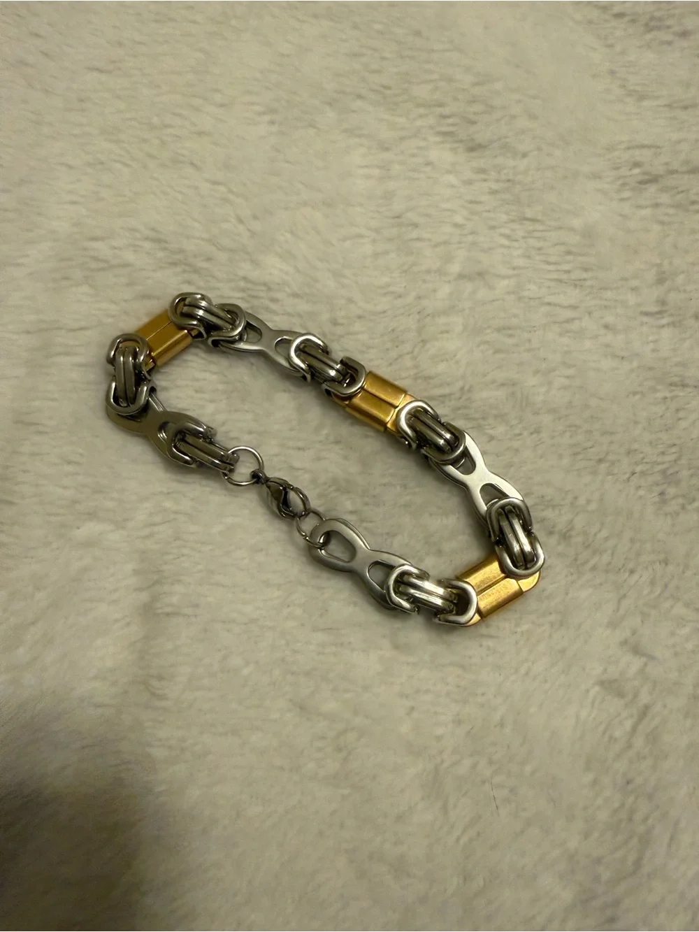 Chamonix Two-Tone Men's Necklace and Bracelet Set in Silver and Gold